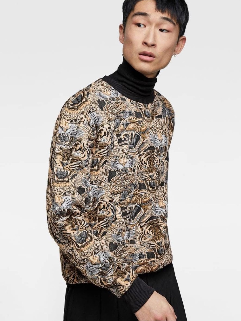 Zara Men's Jacquard Roaring Tiger Animal
Graphic Sweater Rare Size XL - Picture 3 of 8
